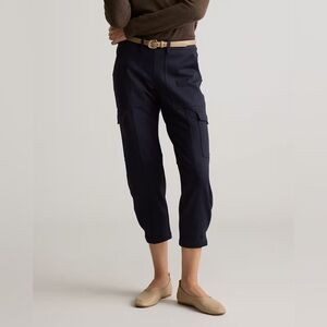NWOT Quince Navy Ultra-Stretch Ponte Tapered Cargo Pants Size Large